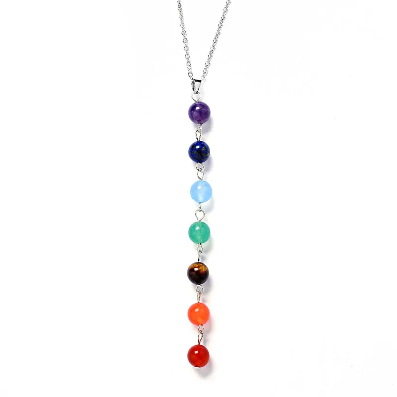 7 Women Chakra Gem Stone Beads Pendant Necklace