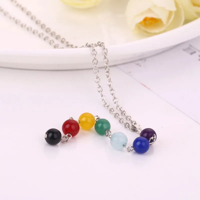 7 Women Chakra Gem Stone Beads Pendant Necklace