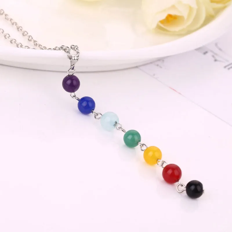 7 Women Chakra Gem Stone Beads Pendant Necklace