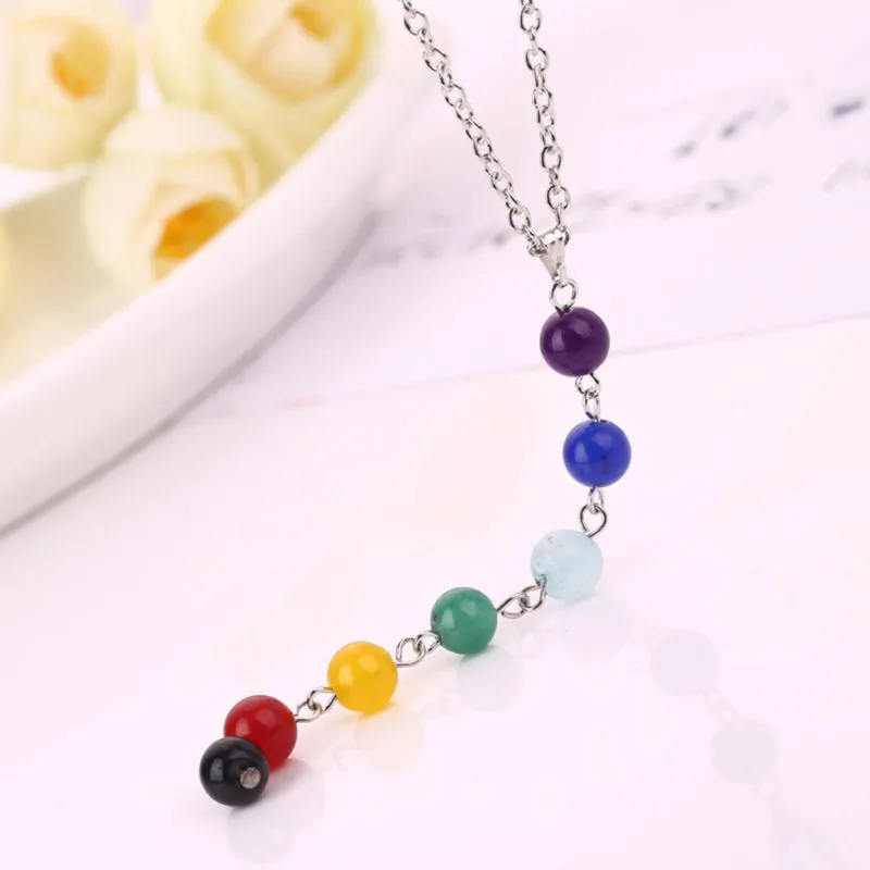 7 Women Chakra Gem Stone Beads Pendant Necklace