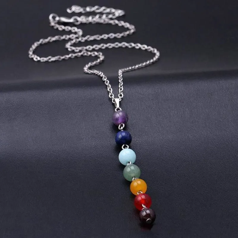 7 Women Chakra Gem Stone Beads Pendant Necklace