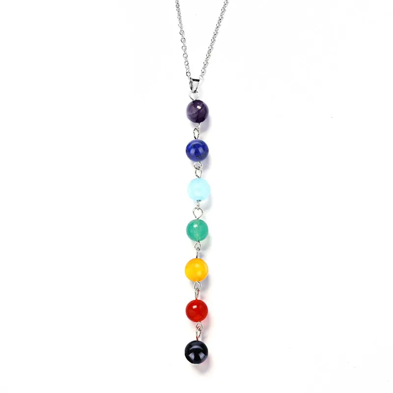 7 Women Chakra Gem Stone Beads Pendant Necklace