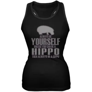 Always Be Yourself Hippo Black Juniors Soft Tank Top