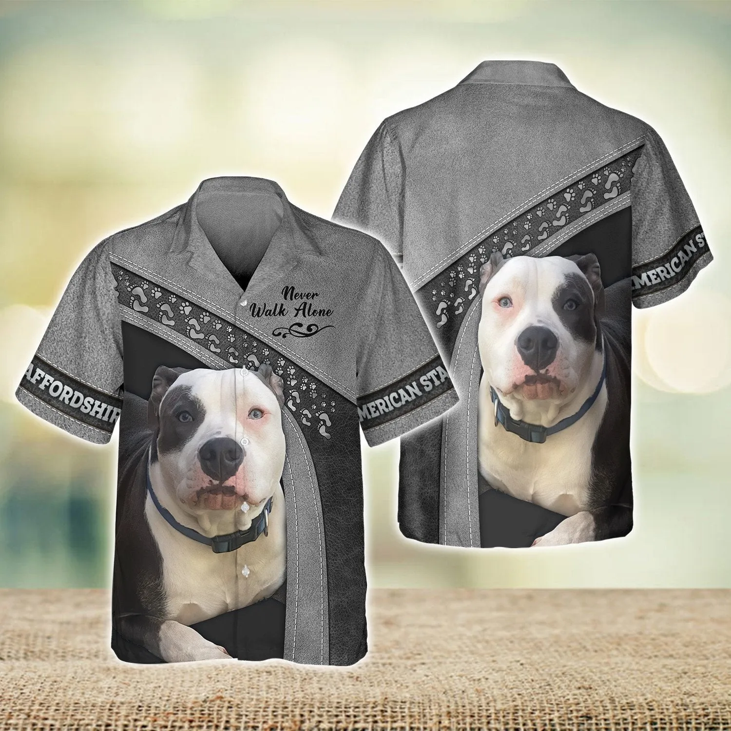 American Staffordshire Never Walk Alone 3D Full Print Shirts, Shirt For Dog Lovers, Dog Memorial Gifts for loss of Dog