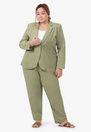 Bailee Structured Linen Blazer - Light Kaya Green