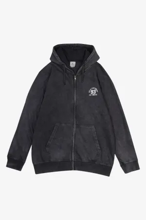 Black Acid Wash Zip Through Hoodie - S24 - MH0082R