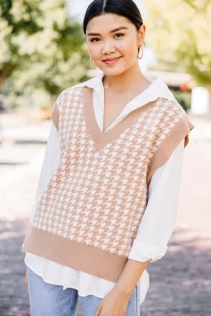 Business As Usual Cream Gingham Sweater Vest