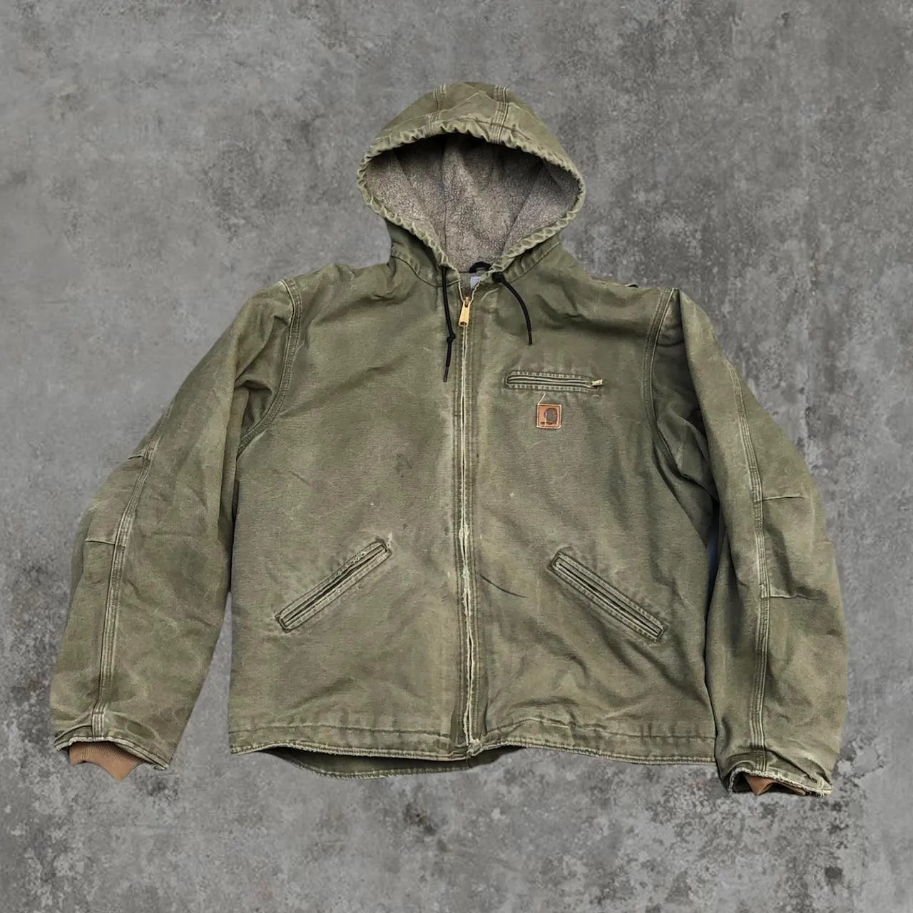 Carhartt Jacket - Hooded Green Carhartt Zip-Up Coat