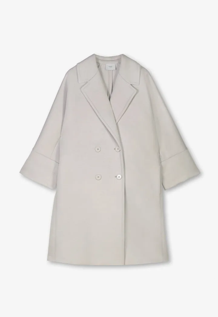 Choice Solid Double Breasted Midi Coat Off White