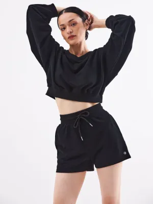 Comfy Cropped Pullover In Black