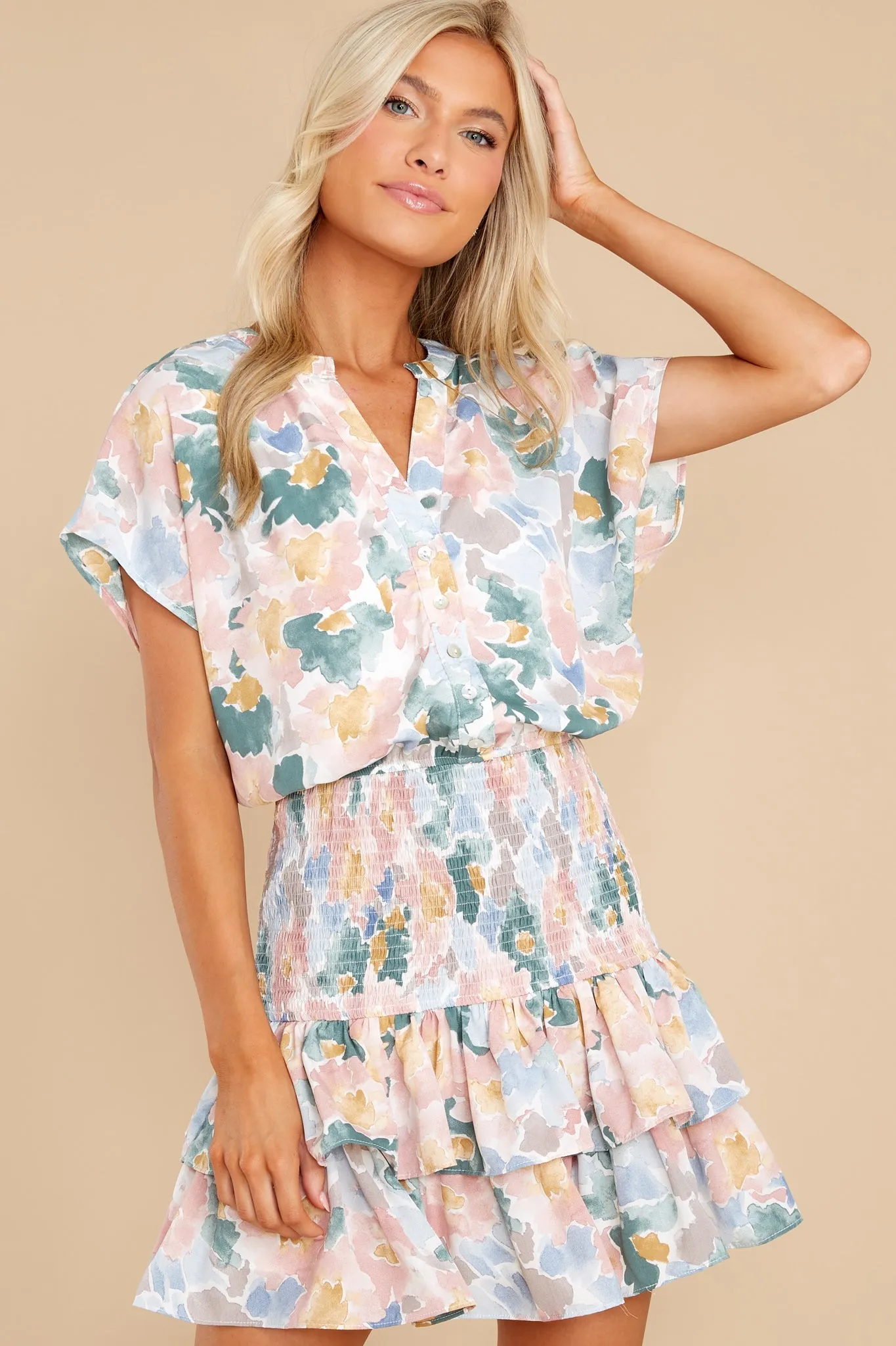 Enchanted Places Blush Multi Floral Print Dress