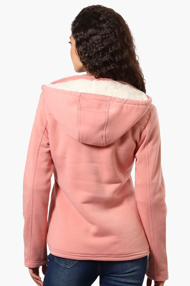 Fahrenheit Sherpa Lined Hood Double Breasted Lightweight Jacket - Pink