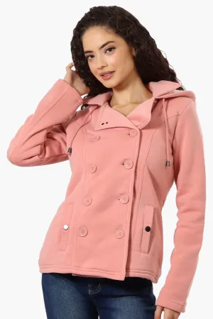 Fahrenheit Sherpa Lined Hood Double Breasted Lightweight Jacket - Pink