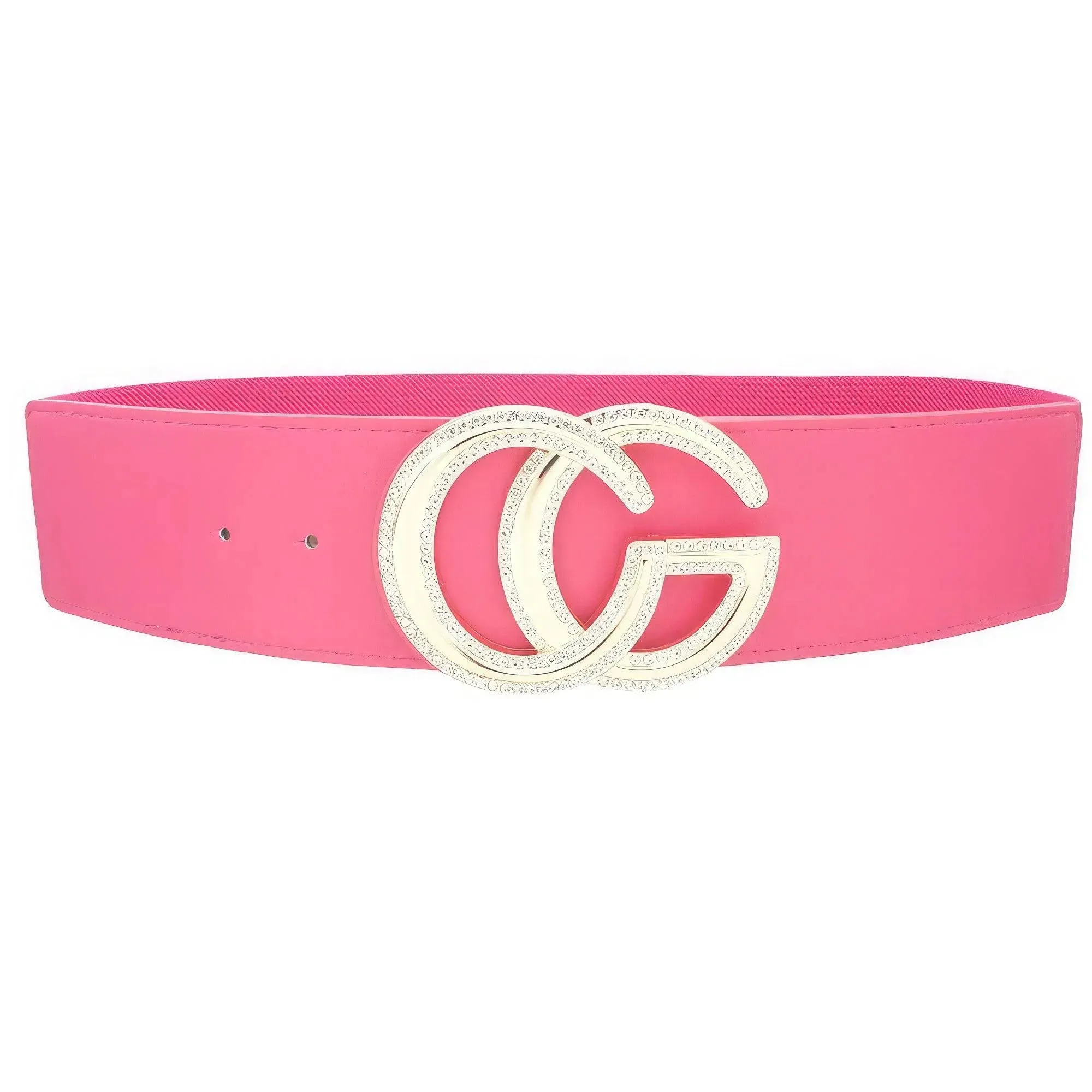 Glamorous Rhinestone-Trimmed Elastic CG Buckle Belt