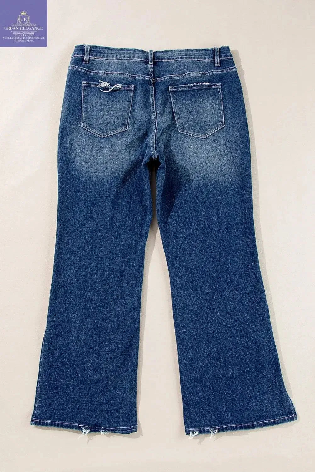 High Waist Side Slits Flare Jeans