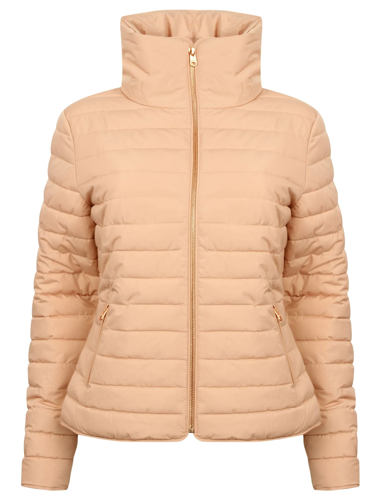 Honey Funnel Neck Quilted Jacket in Blush Pink - Tokyo Laundry