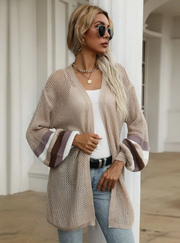 Knitted Hollow Cardigan Thin Sleeve Coat