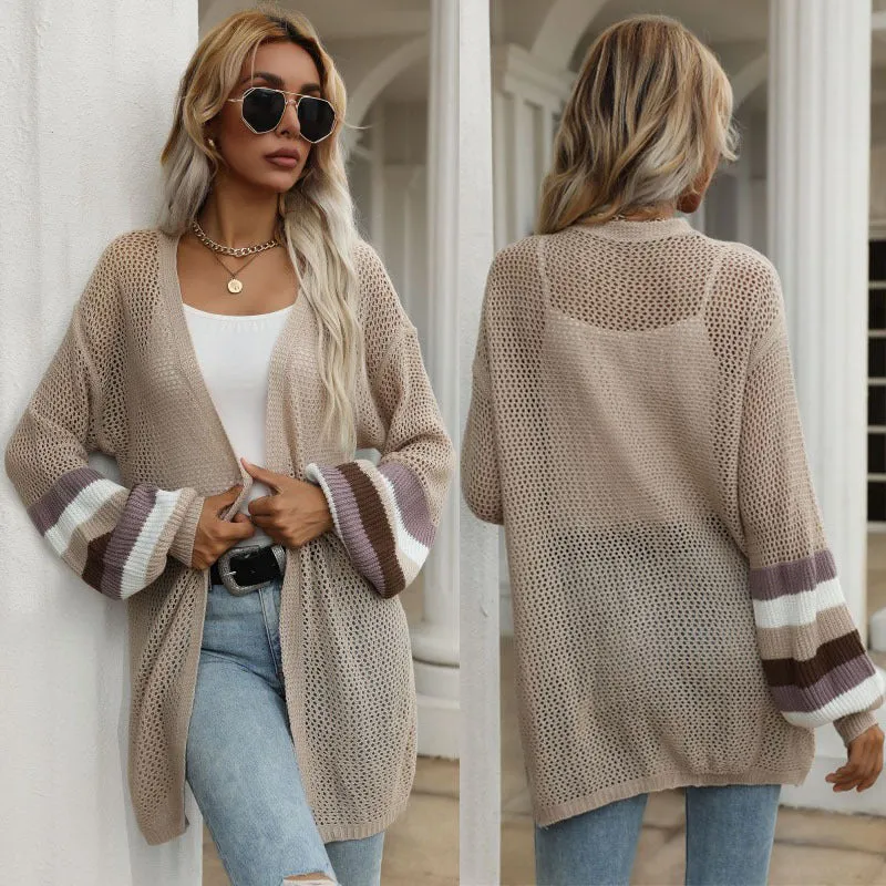 Knitted Hollow Cardigan Thin Sleeve Coat