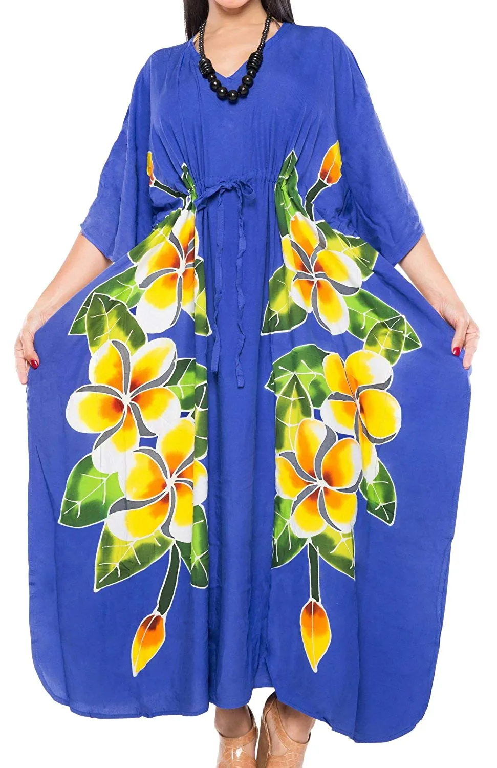 LA LEELA Printed Long Maxi Dress Swimwear Cover up Caftan Lounge Night Kaftan