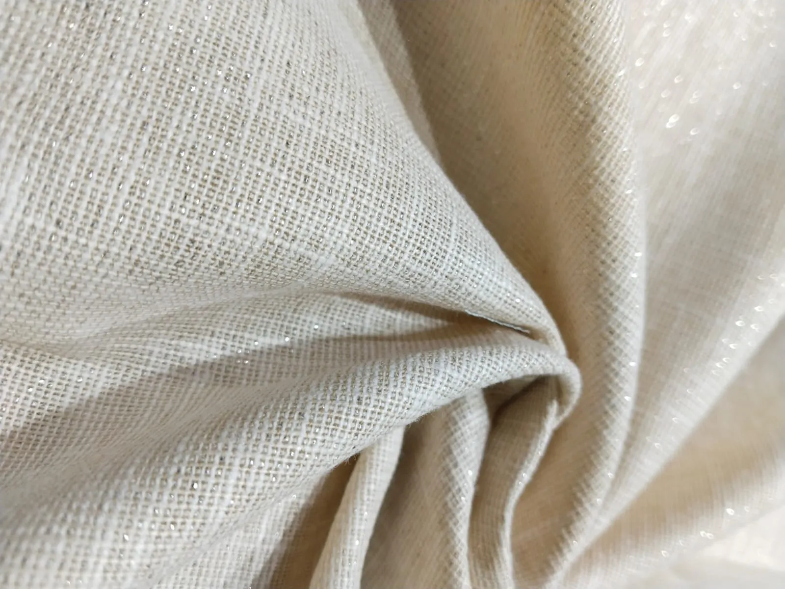 Linen  Lurex  Fabric 58" wide available in 5 variants IVORY, POWDER BLUE ,GOLD X BLUE ,CREAM X GOLD and GOLD DUST