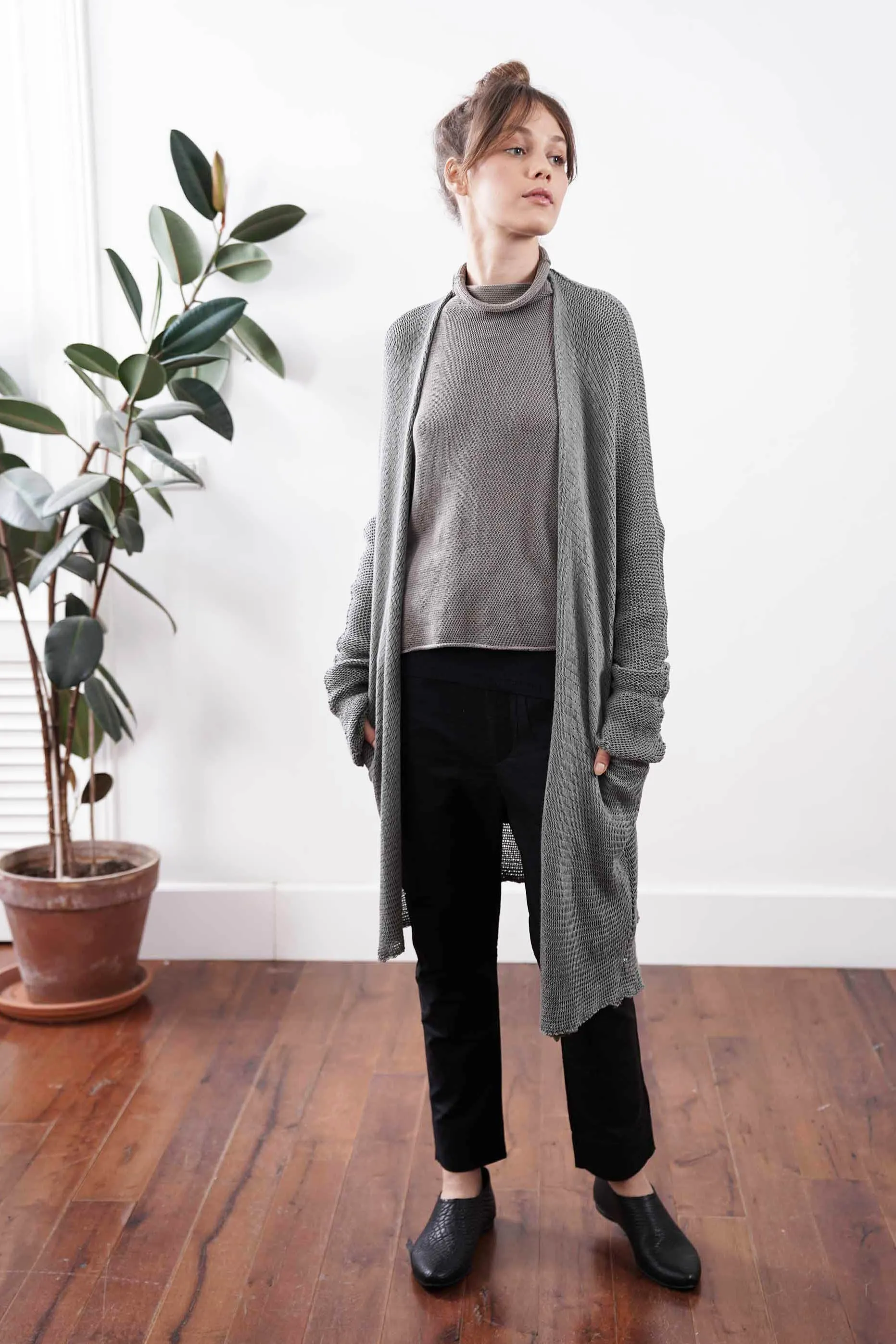 Long Beka Soy Cardigan - Fog Gray