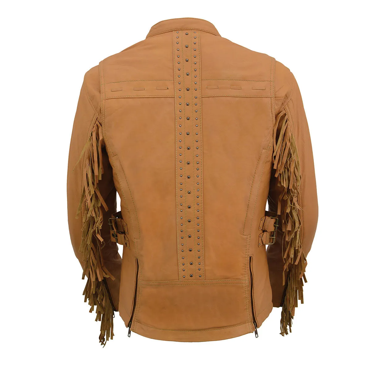 Milwaukee Leather MLL2566 Ladies ‘Fringed Racer’ Lightweight Saddle Leather Jacket