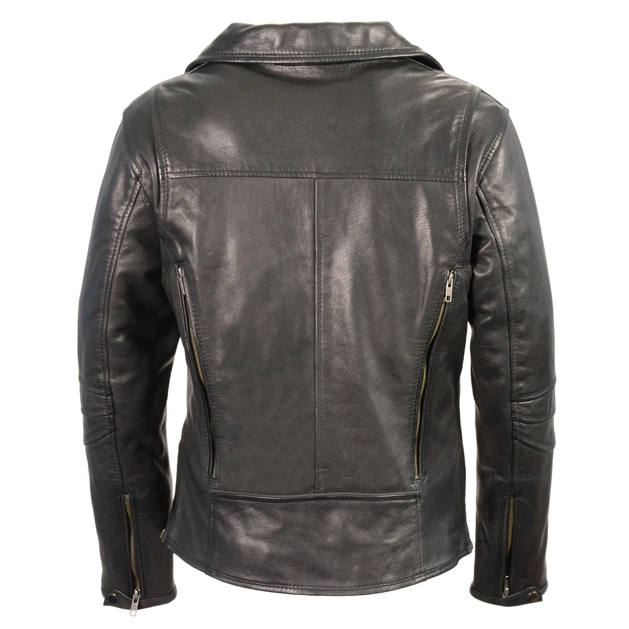 Milwaukee Leather-MLL2581-Women's Black Leather Lightweight Long Length Beltless Vented Biker Jacket