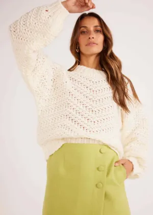 MINKPINK Luna Zig Zag Knit Jumper- Ivory