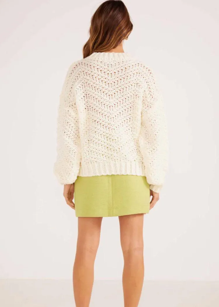 MINKPINK Luna Zig Zag Knit Jumper- Ivory