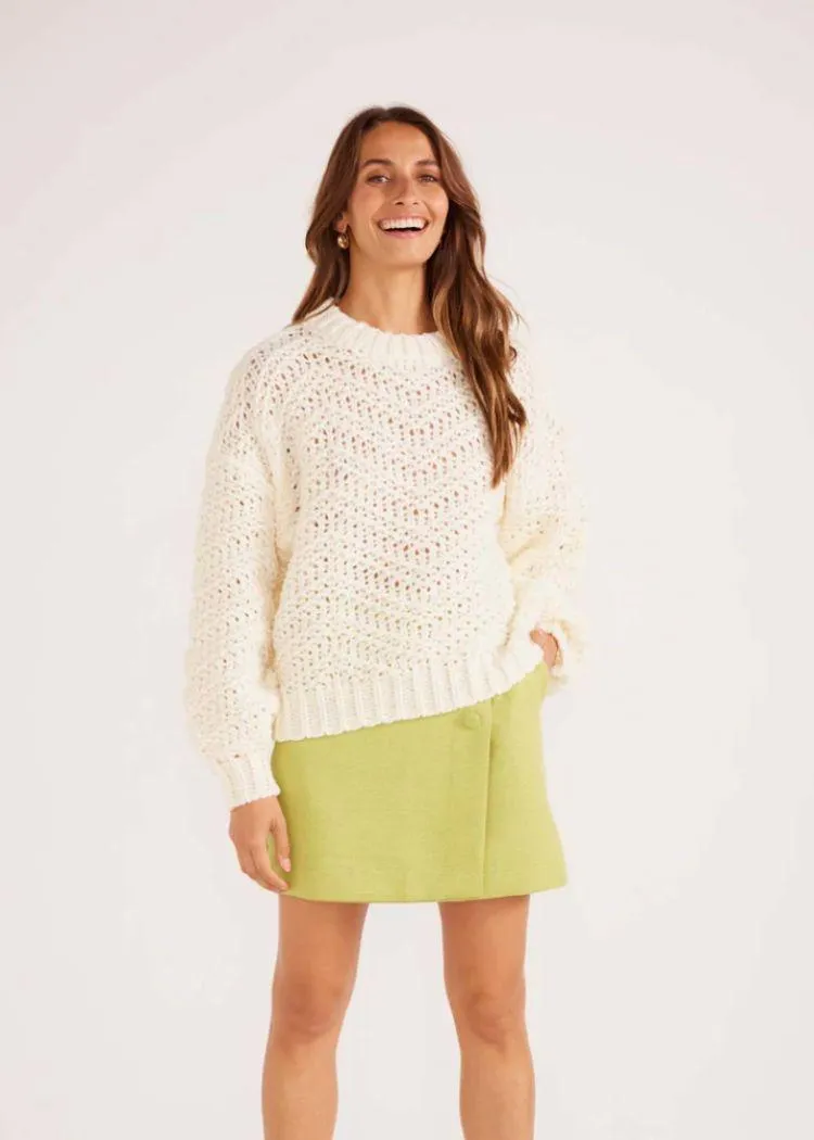 MINKPINK Luna Zig Zag Knit Jumper- Ivory