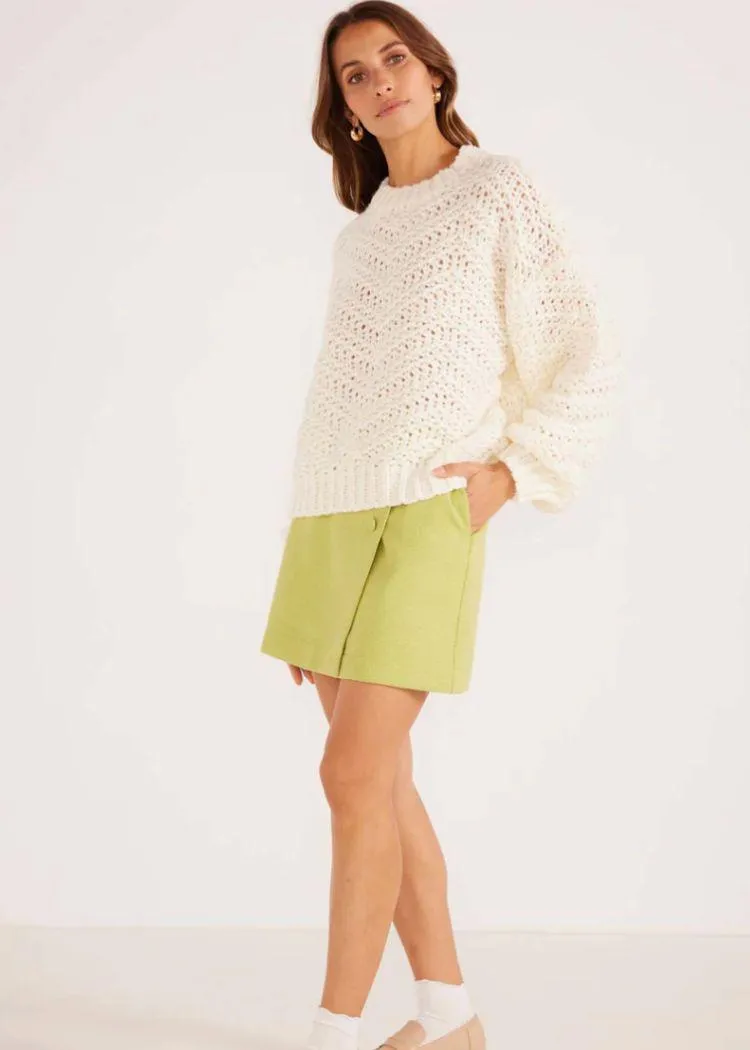 MINKPINK Luna Zig Zag Knit Jumper- Ivory