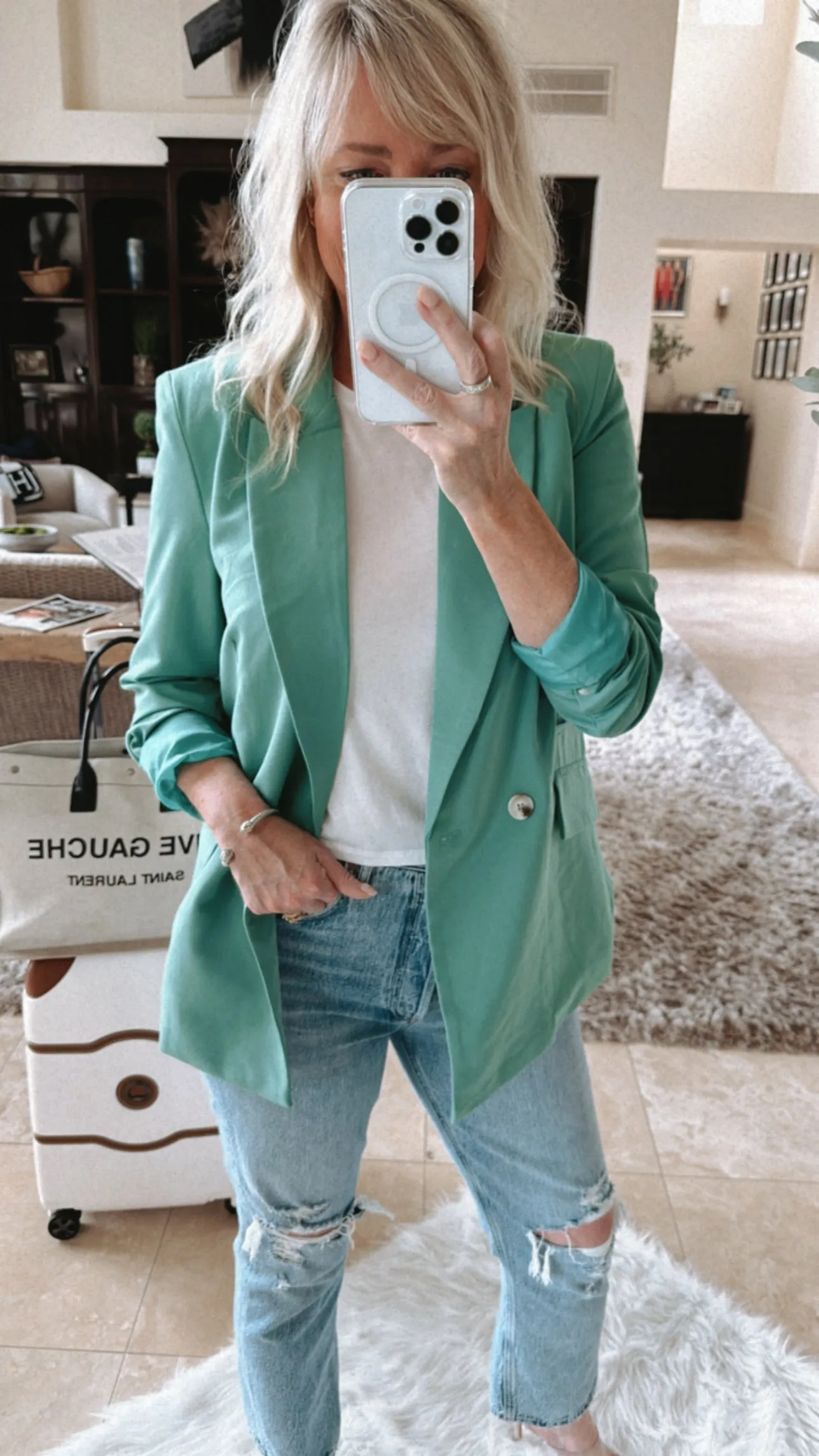 NEW!! Top Notch Boyfriend Blazer in Sea Green