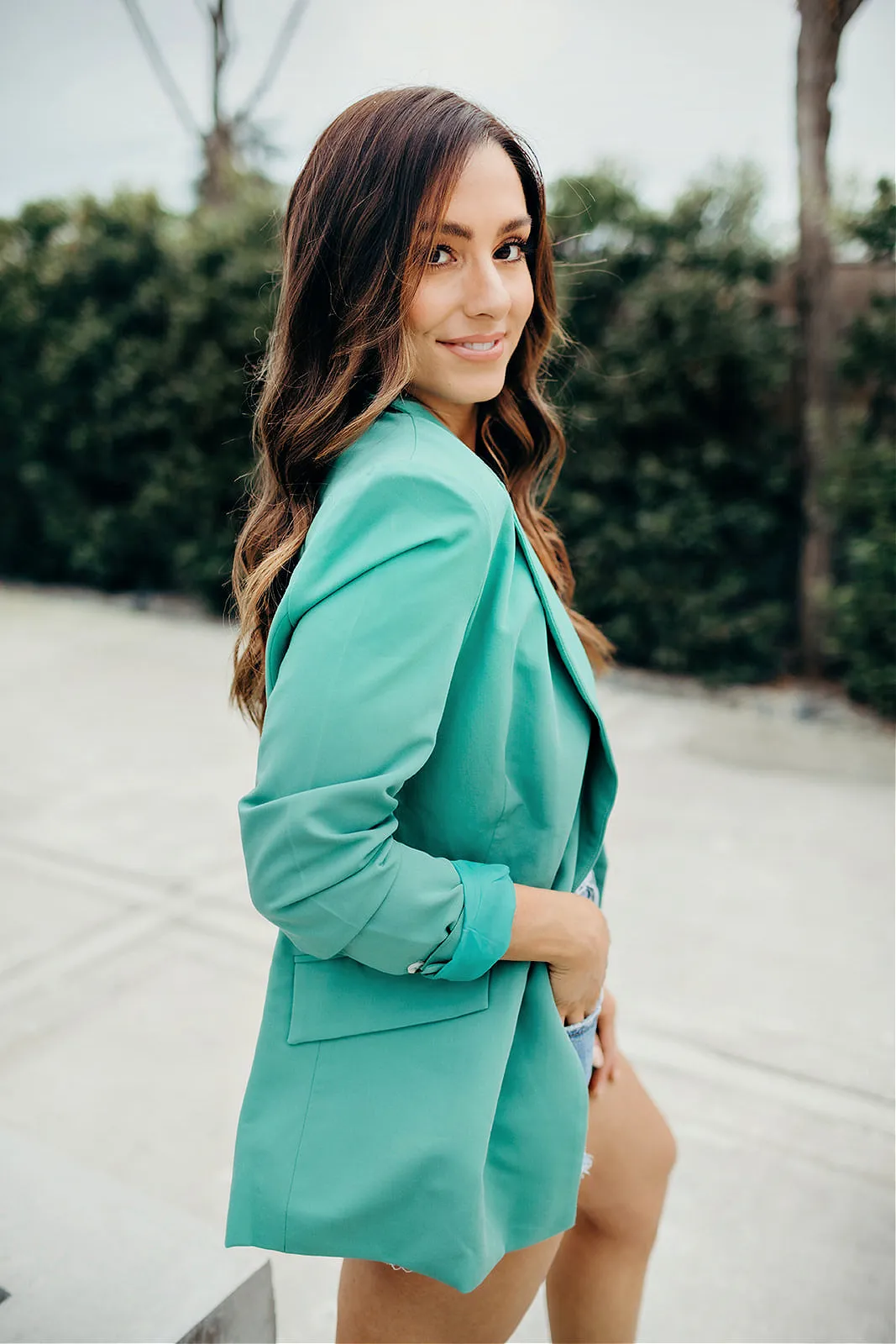 NEW!! Top Notch Boyfriend Blazer in Sea Green