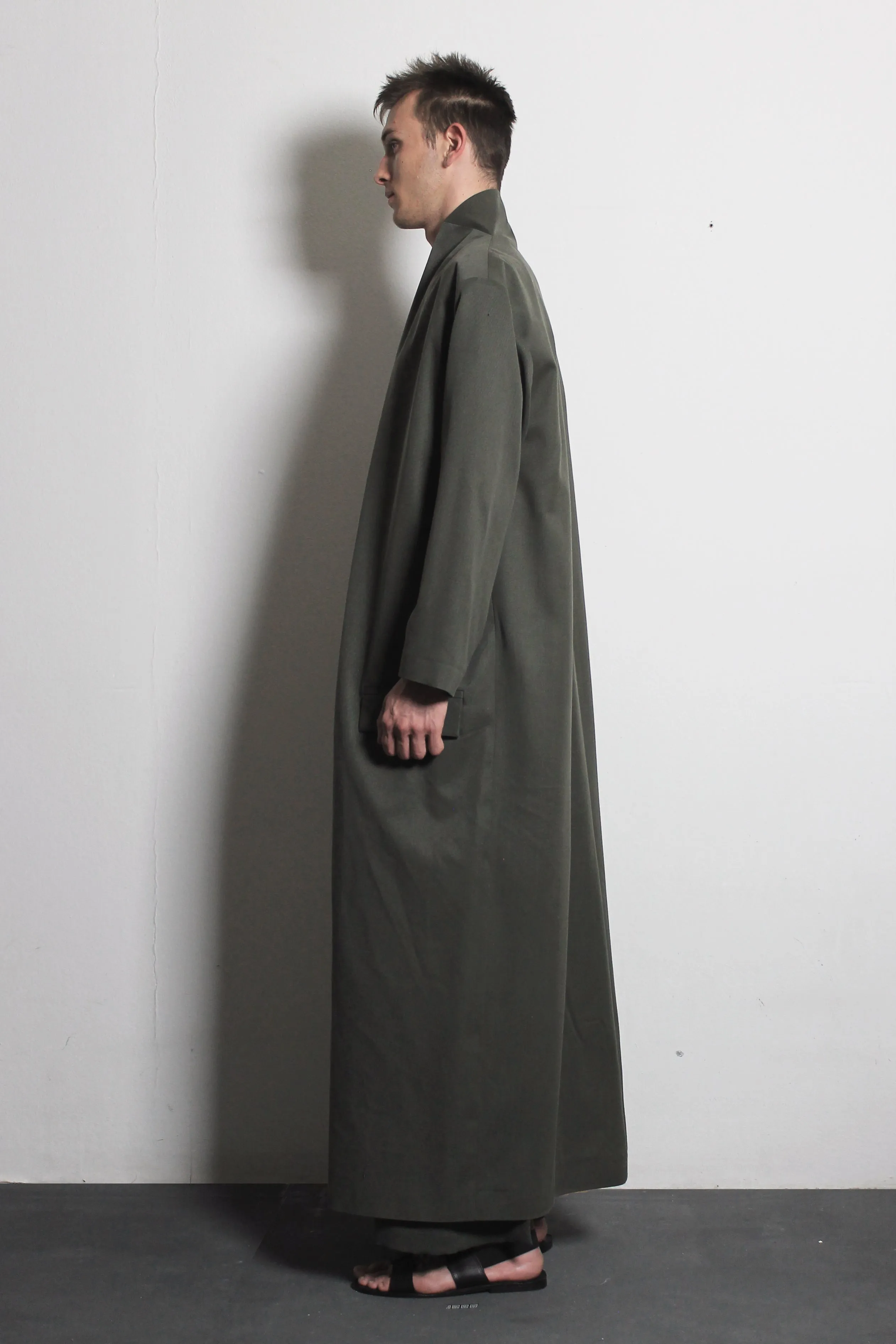 Olive Cotton Overcoat