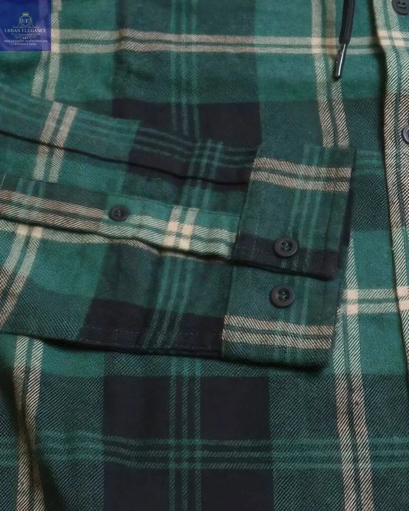 Plaid Hooded Shirt with Contrast Pockets