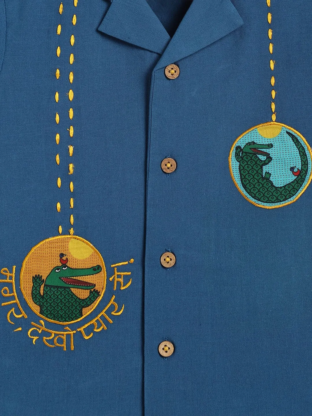 Pre-Order: Unisex Magar, Dekho Pyar Se Crocodile Shirt-Navy