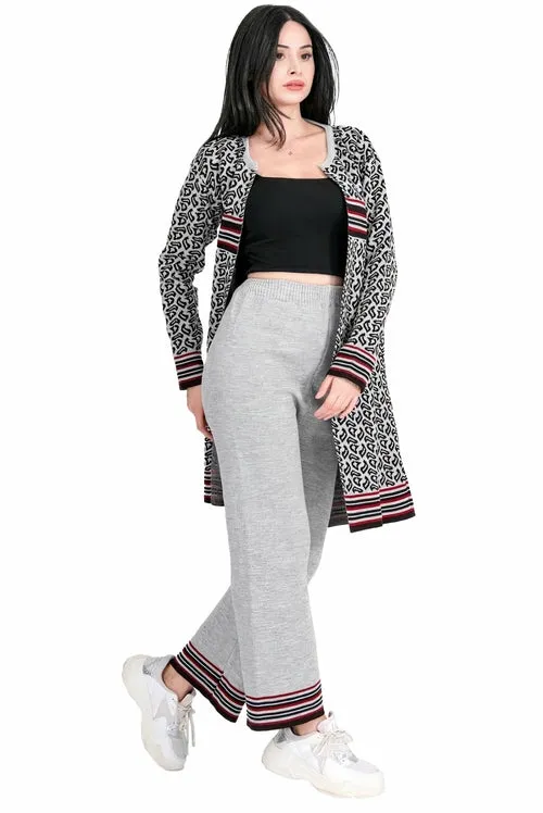 Ross Lina Chic Two Piece Long Outfit Jacket Set for Women Knit Sweater