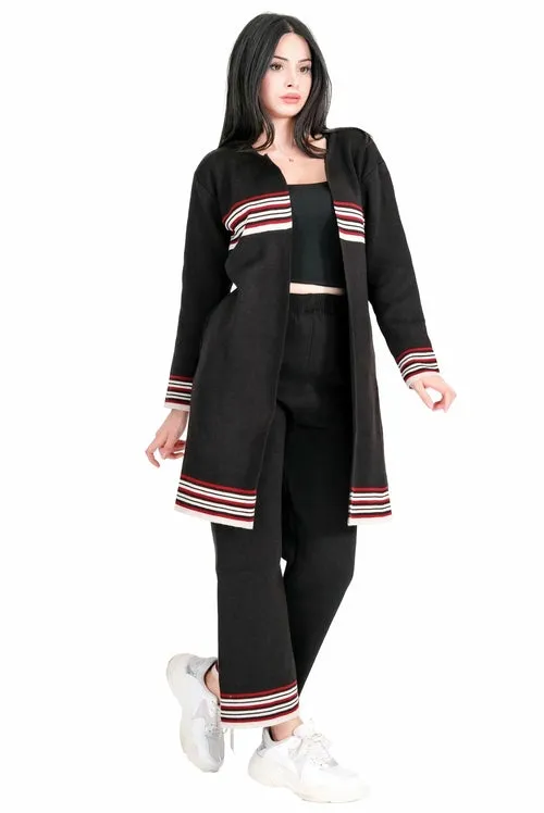 Ross Lina Chic Two Piece Long Outfit Jacket Set for Women Knit Sweater