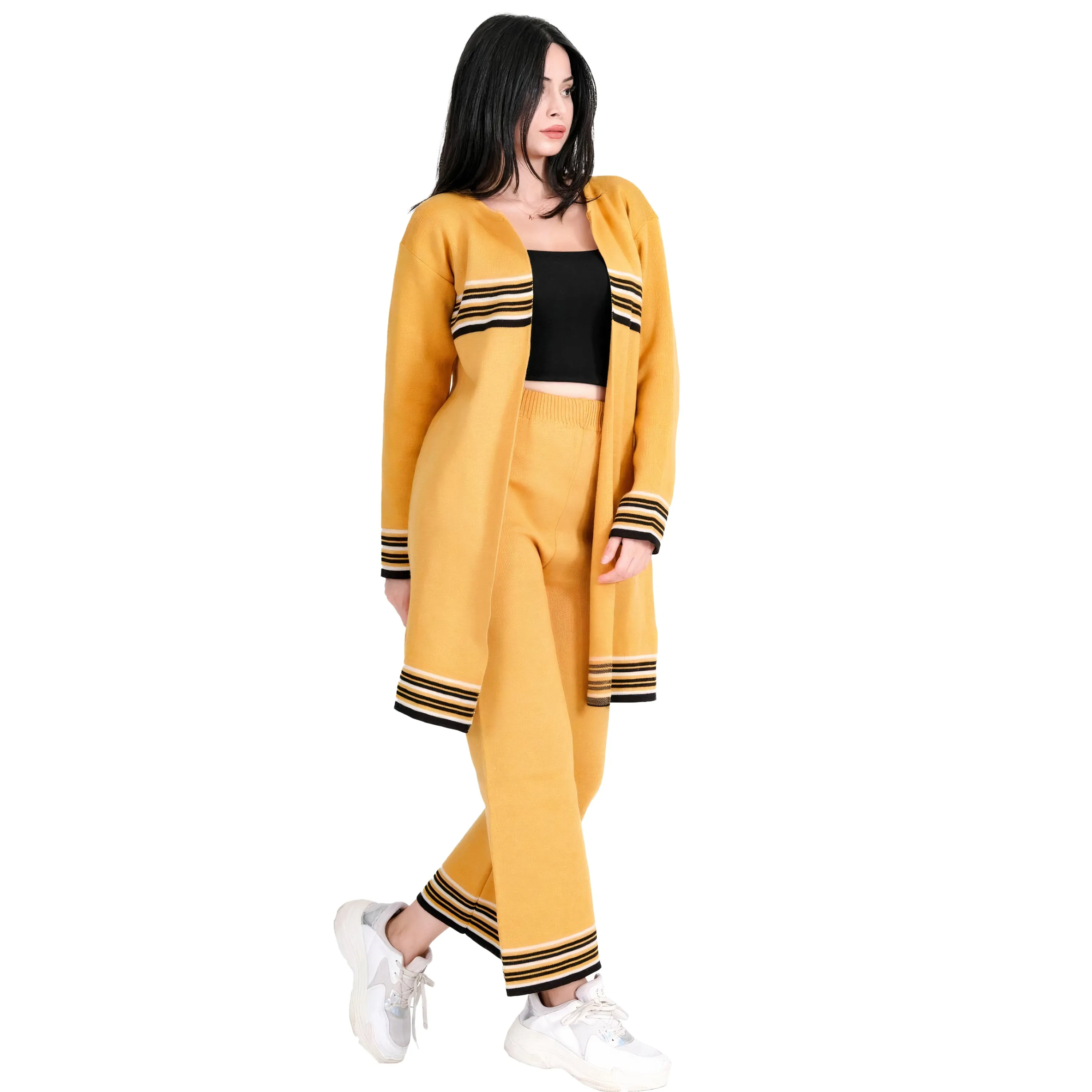 Ross Lina Chic Two Piece Long Outfit Jacket Set for Women Knit Sweater