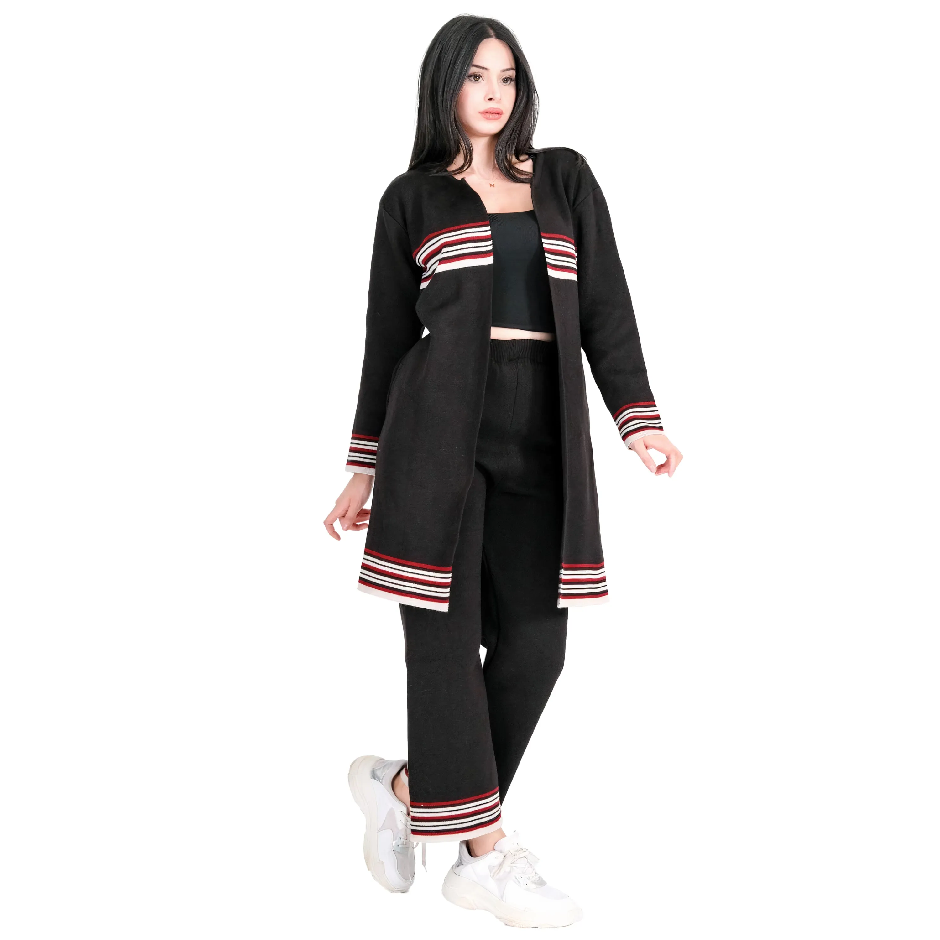 Ross Lina Chic Two Piece Long Outfit Jacket Set for Women Knit Sweater