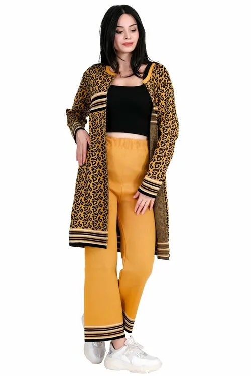 Ross Lina Chic Two Piece Long Outfit Jacket Set for Women Knit Sweater