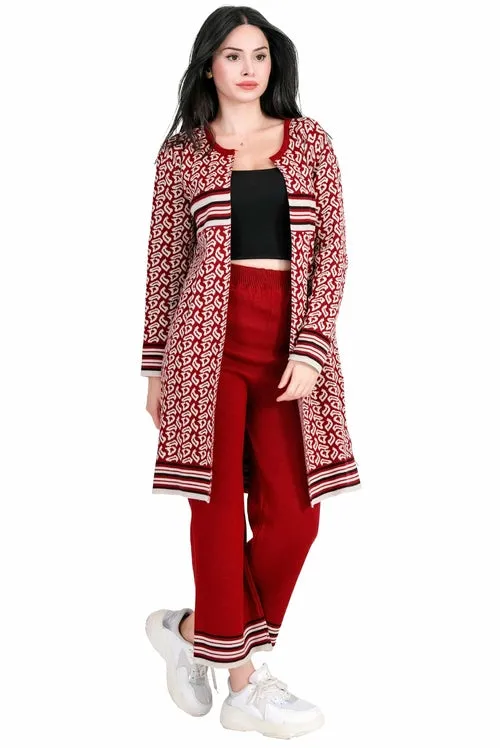 Ross Lina Chic Two Piece Long Outfit Jacket Set for Women Knit Sweater