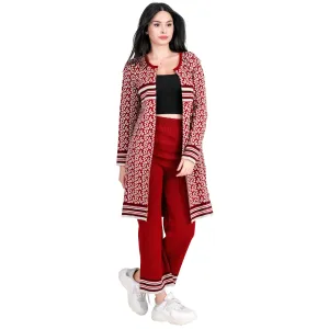 Ross Lina Chic Two Piece Long Outfit Jacket Set for Women Knit Sweater