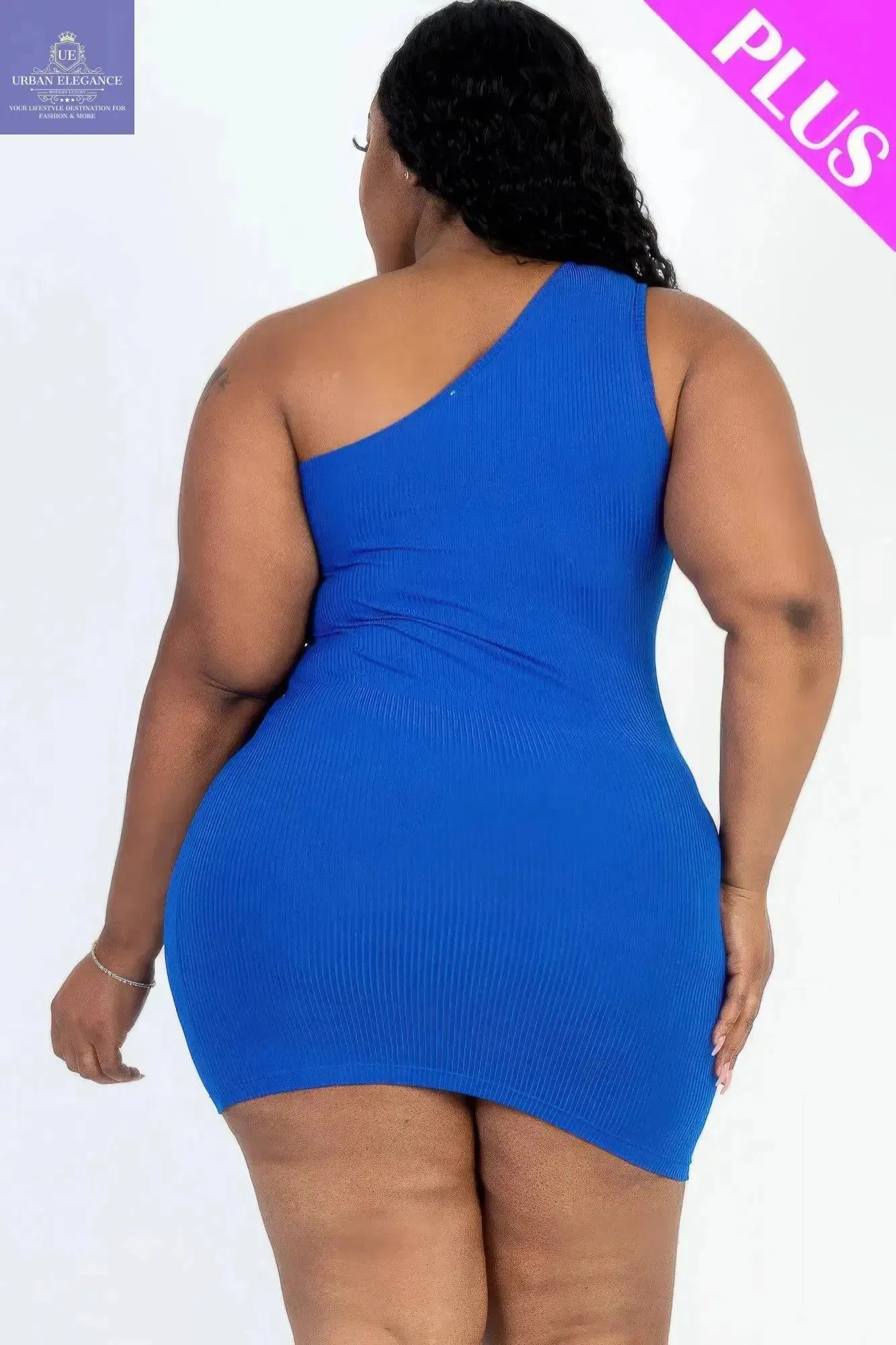 Royal One Shoulder Plus Size Bodycon Dress