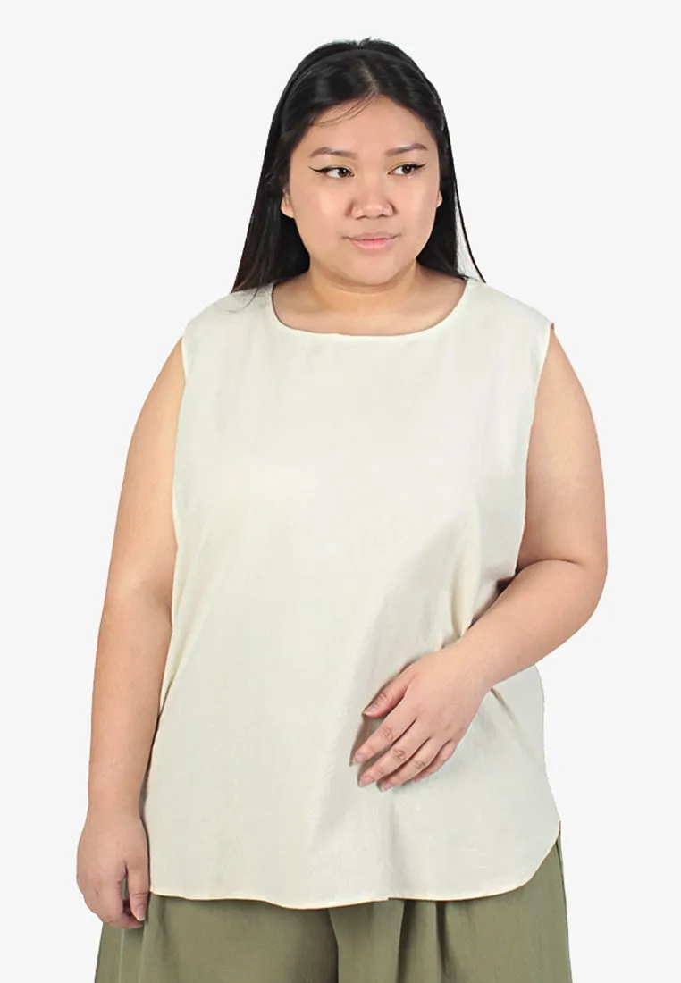 Selesa Zen Linen Sleeveless Top - Off White