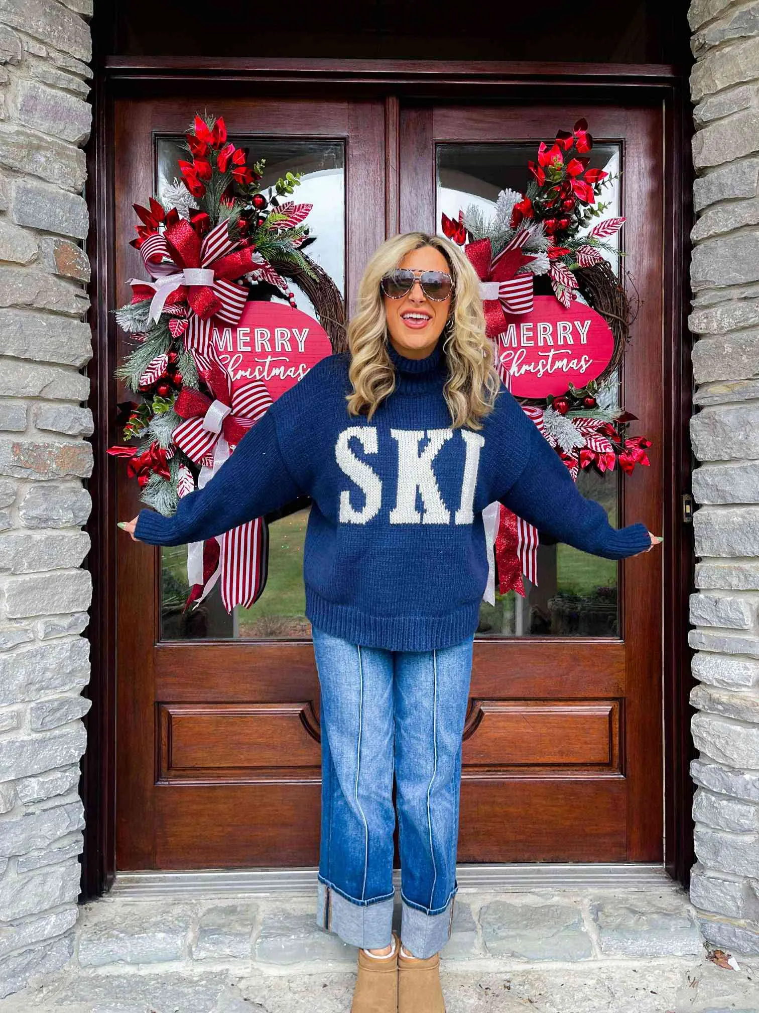 Ski Trip Oversized Sweater-Navy