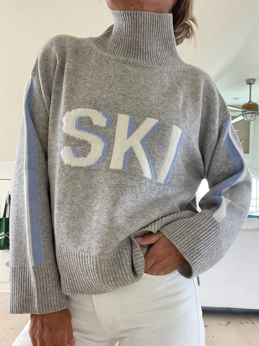 Ski Trip Oversized Sweater-Navy