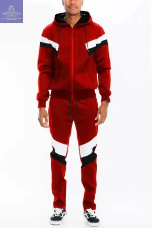 Sporty Chevron Stripe Zip-Up Tracksuit