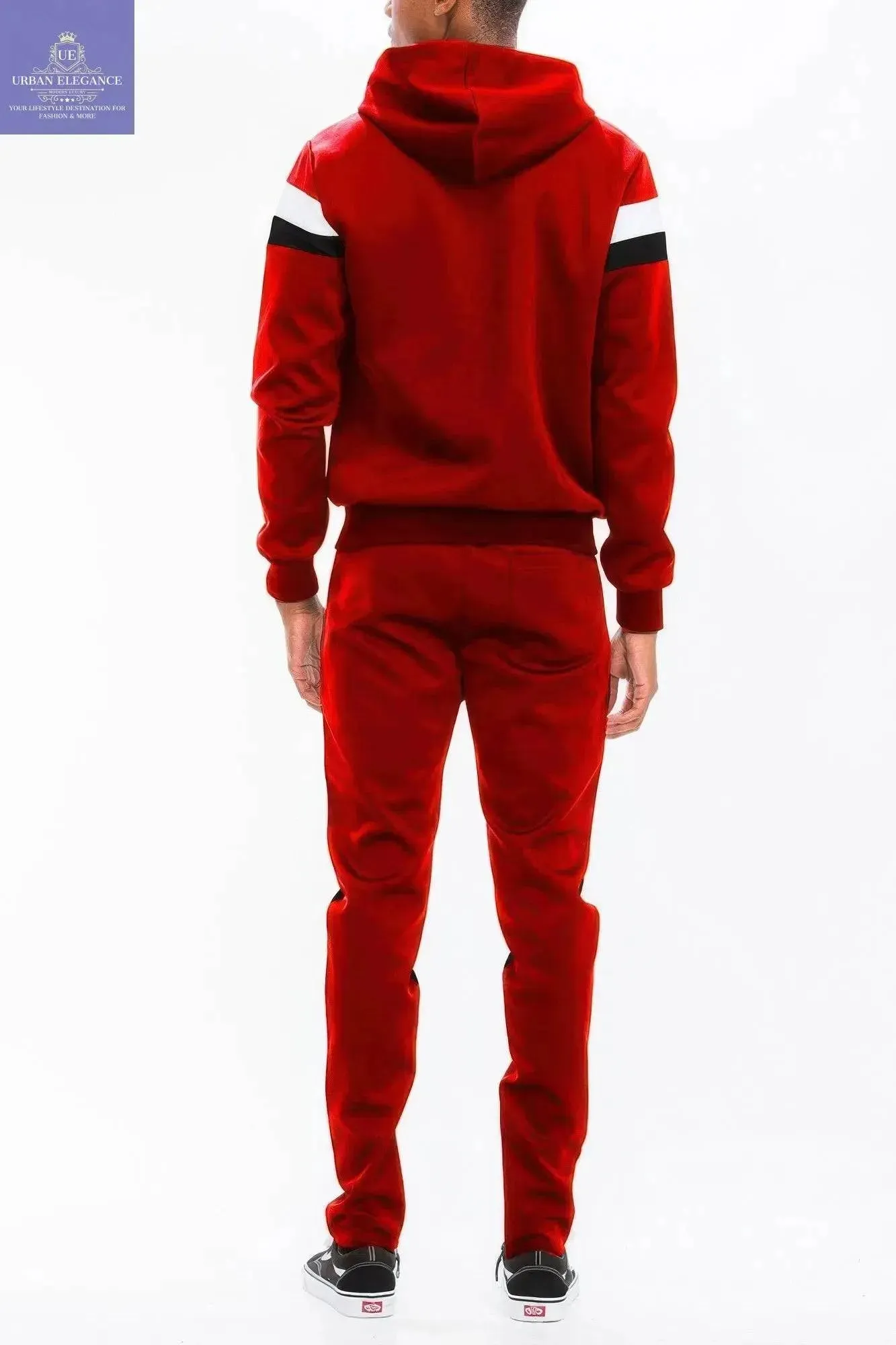 Sporty Chevron Stripe Zip-Up Tracksuit