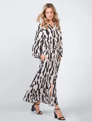 Summum Printed Two Tone Dress Black & White